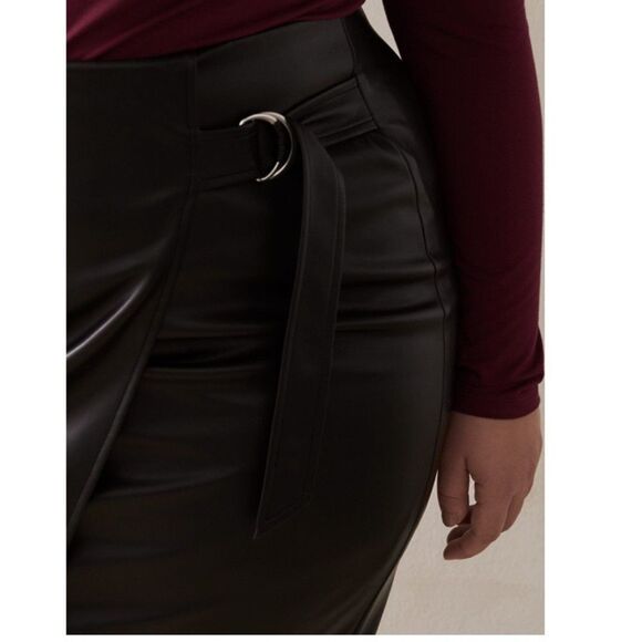 Addition Elle Faux Leather Asymmetric Skirt Size 12 - Picture 4 of 13